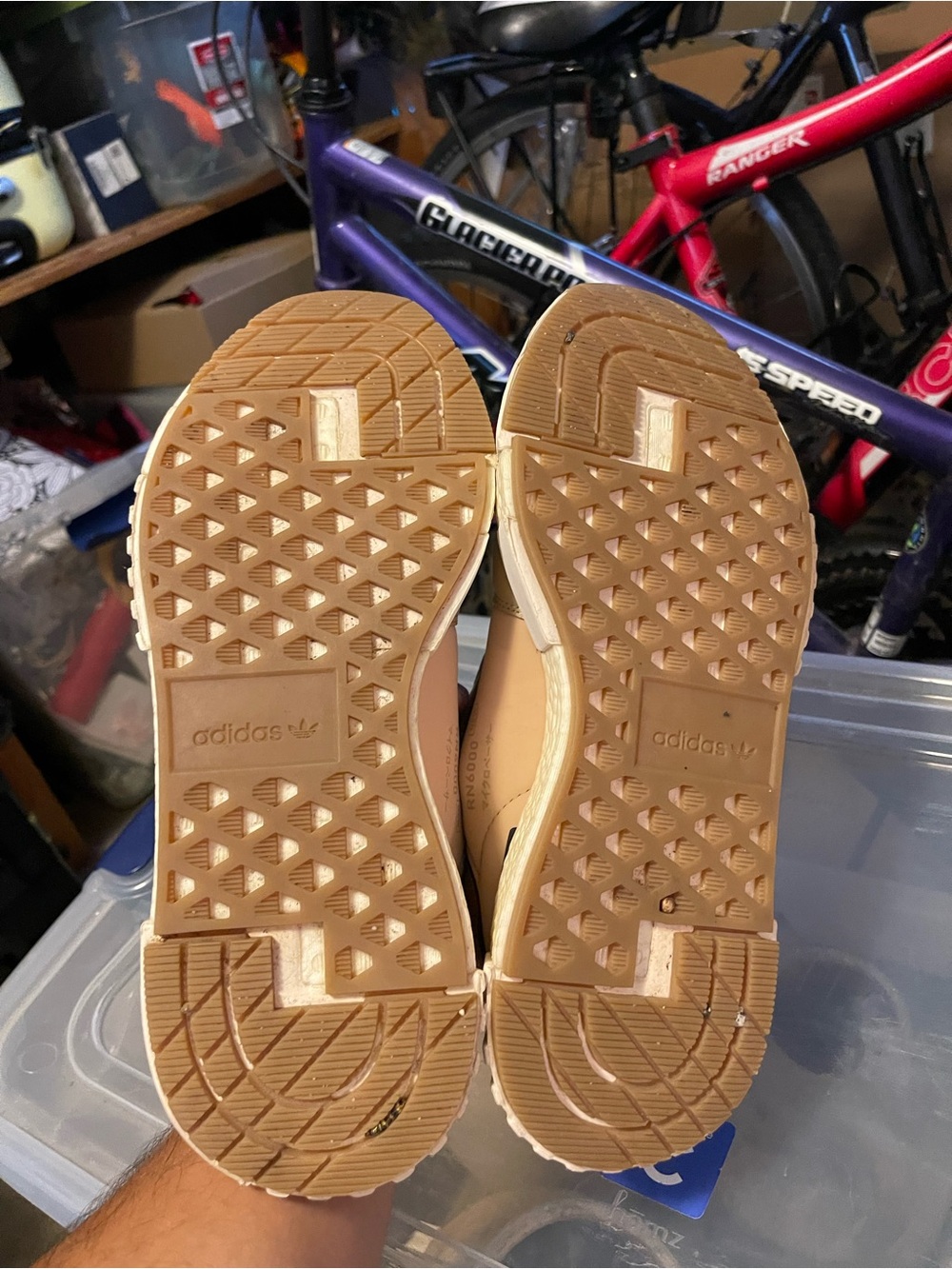 adidas Beige/Tan Slip-On Leather Trainers - Picture 5 of 6